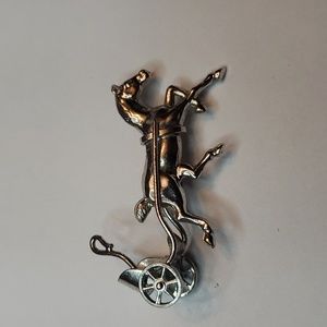 Horse and Chariot Sterling Silver Pin - Vintage